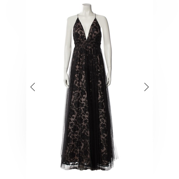 NWT Aidan Mattox Embroidered Mesh Gown - threedaughtersproperties.com